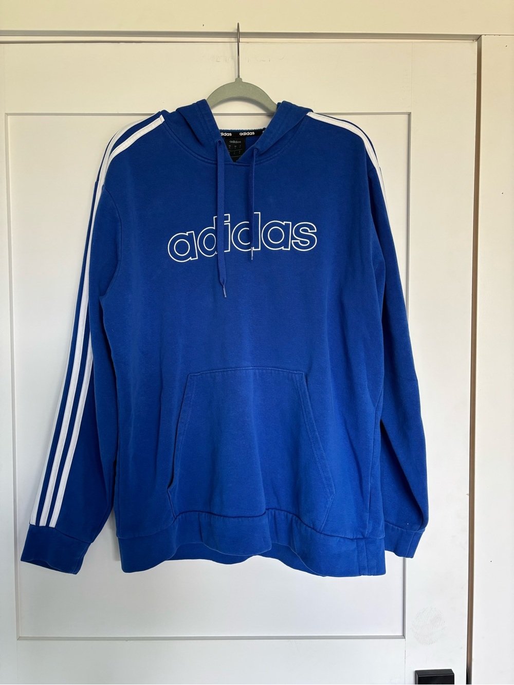 adidas Blue Pullover Hoodie with White Stripes